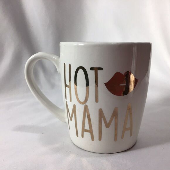 Hot Mama Lips American Atelier Coffee 12 Oz L Mug  Gold Lettering Kiss - Picture 3 of 9